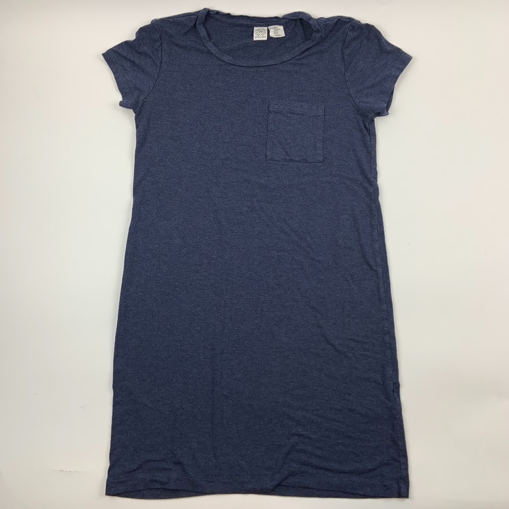 Artisan Ny Dress Womens XS Round Neck Short Sleeve Midi Blue